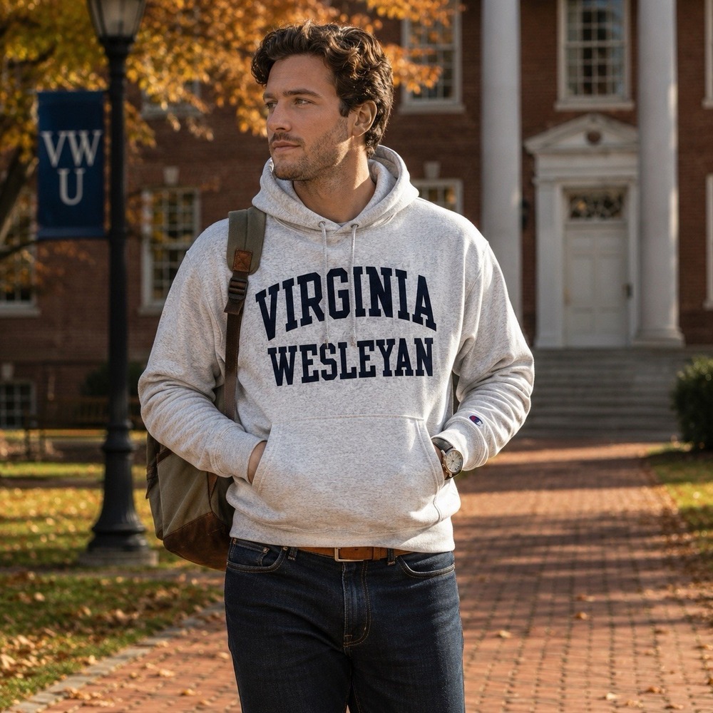Virginia Wesleyan Champion Reverse Weave Hoodie Mens S Gray Pullover CS3051